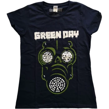 Green Day - Green Mask Womens Small T-Shirt - Blue