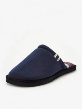 Jack & Jones Evans Check Lined Slippers - Navy