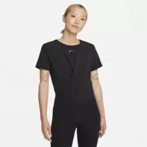 Nike Dri-FIT One Luxe Womens Twist Standard Fit Short-Sleeve Top - Black