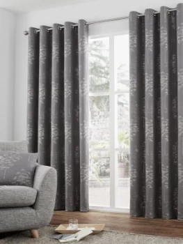 Luxe Collection Elmwood Jacquard Lined Eyelet Curtains