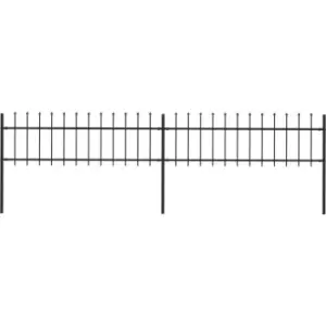 Vidaxl - Garden Fence with Spear Top Steel 3.4x0.6 m Black Black