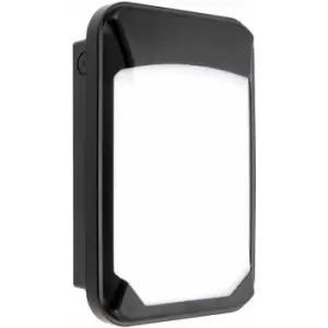 Loops - Outdoor IP65 Commercial Bulkhead Wall Light - Cool White LED - Black Plastic