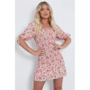 I Saw It First Pink Floral Ruffle Mini Dress - Pink