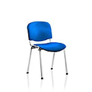 Stacking Chair ISO Chrome Frame Blue Fabric 4 Pieces