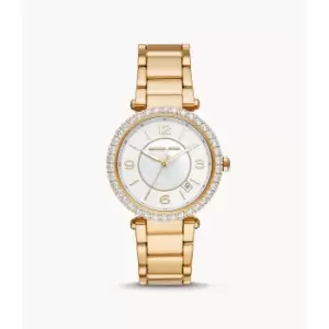 Michael Kors Womens Parker Lux Three-Hand Gold-Tone Stainless Steel Watch - Gold