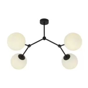 Space Black Globe Ceiling Light with White Glass Shades, 4x E14