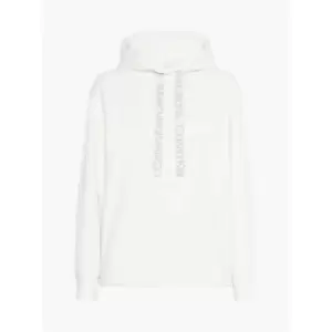 Calvin Klein Jeans Logo Drawcord Hoodie - White