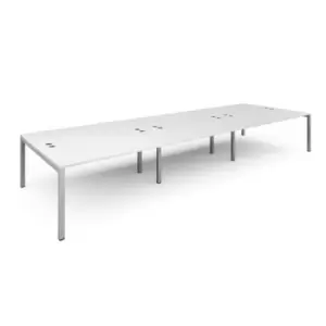 Bench Desk 6 Person Rectangular Desks 4800mm White Tops With Silver Frames 1600mm Depth Connex