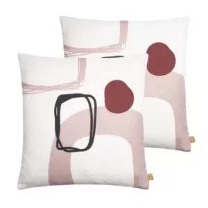 Furn. Aida Geometric Sustainable Twin Pack Polyester Filled Cushions Blush