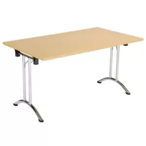 Tc One Union Folding Table 1400 x 700 Chrome Frame Nova Oak Rectangular Top