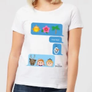 Disney Frozen I Love Heat Emoji Womens T-Shirt - White - 5XL