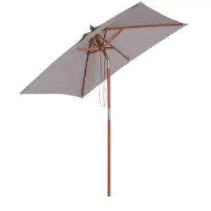 Outsunny Wooden Patio Umbrella Market Parasol Outdoor Sunshade Grey