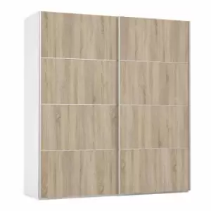 Verona Sliding Wardrobe 180Cm In White With Oak Effect Doors With 5 Shelves