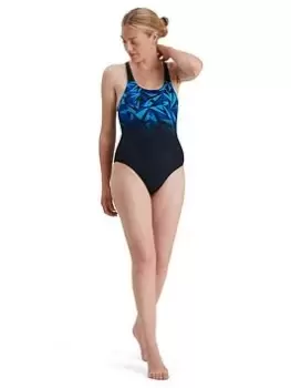 Speedo Hyperboom Placement Muscleback Swimsuit, Dark Blue, Size 38, Women