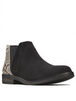 Clarks Demi Beat Leather Ankle Boot - Black Snake