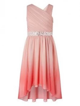 Monsoon Girls Abbey Dip Dye One Shoulder Prom Dress - Pink