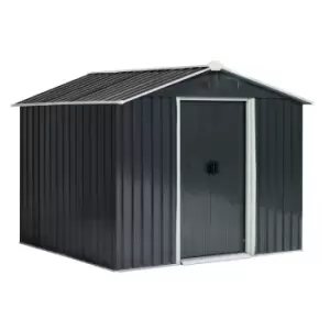 Outsunny 8 x 6ft Garden Storage Shed With Double Sliding Door Outdoor Grey