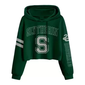 Harry Potter Womens/Ladies College Slytherin Crop Hoodie (XXL) (Green)