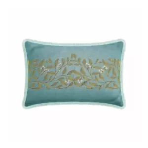 V&A Voysey Embroided Cushion 60cm x 40cm, Aqua