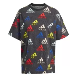 adidas Essentials Multi-Colored Logo Boyfriend T-Shirt Wo - Carbon / Multicolor / White