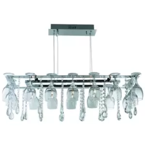 Searchlight Lighting - Searchlight Vino - 10 Light Ceiling Pendant Bar Chrome with Glass Crystals, G4 Bulb