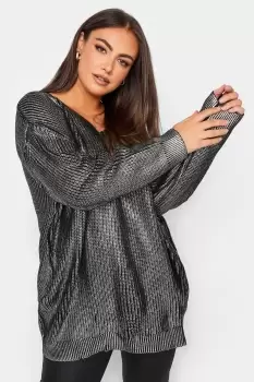 Foil Print V-Neck Jumper