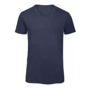 B&C Mens Favourite Triblend V-Neck T-Shirt (2XL) (Heather Navy)