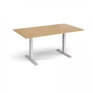 Elev8 Touch boardroom table 1800mm x 1000mm - silver frame and oak top