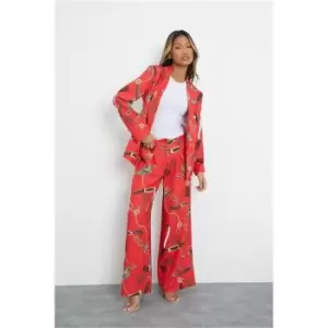 I Saw It First Red Wide Leg Chain Print Trousers - Red