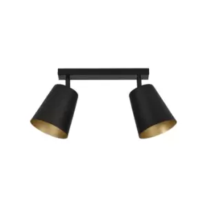 Prism Black/Gold Twin Ceiling Spotlight 2x E27