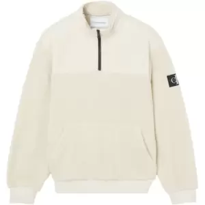 Calvin Klein Jeans Badge Sherpa Half Zip Hwk - Beige