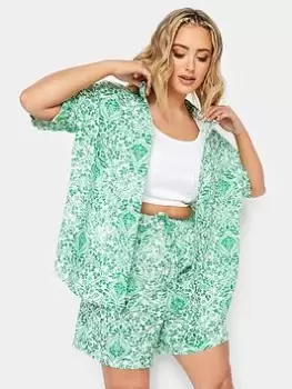 Yours Co Ord Green Paisley Shirt, Green, Size 20, Women