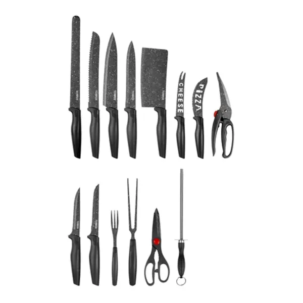 Tower Essentials 24 Piece Stone Coated Knife Set - Black