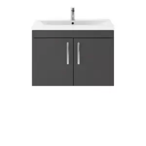 Nuie Athena 800 Wall Hung 2-door Vanity & Mid-edge Basin - Gloss Grey