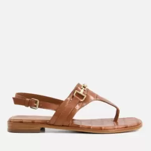 Dune Lexley Croc Print Toe Post Leather Sandals - UK 4