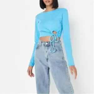 Missguided Side Tie Ls Top - Blue