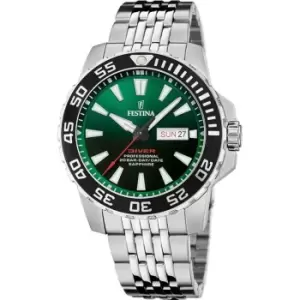 Festina Gents Festina Diver Silver Green Watch F20661/2 - Silver and Green