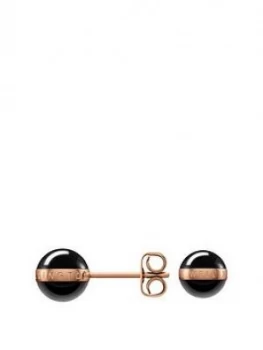 Daniel Wellington Aspiration Black Ceramic And Rose Gold Plated Stud Earrings