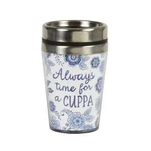 Sass & Belle Blue Willow Floral Travel Mug