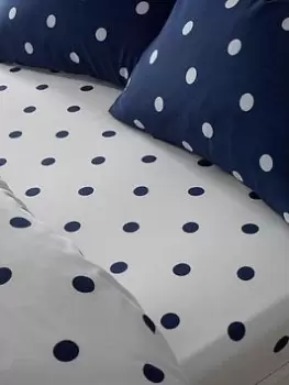 Catherine Lansfield Brushed Spot Fitted Sheet In Navy