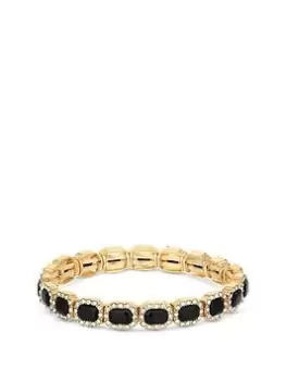 Jon Richard Gold Plated Crystal And Jet Rectangle Stretch Bracelet, Yellow Gold, Women