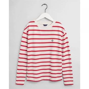 Gant Gant Breton Stripe Top - 667 LAVA RED