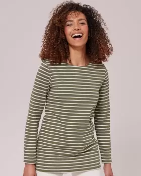 Cotton Traders Womens Long Sleeve Stripe Jersey Tunic in Green