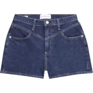 Calvin Klein Jeans High Rise Denim Shorts - Blue