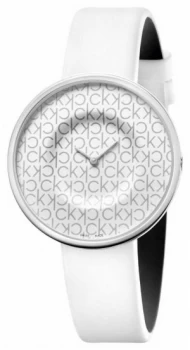 Calvin Klein Mania Womens White Leather Strap White Watch