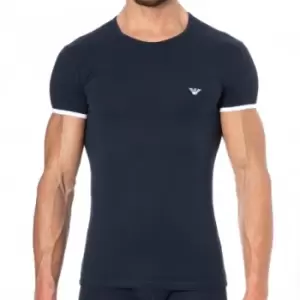 Emporio Armani Contrast Binding Cotton T-Shirt - Navy XL