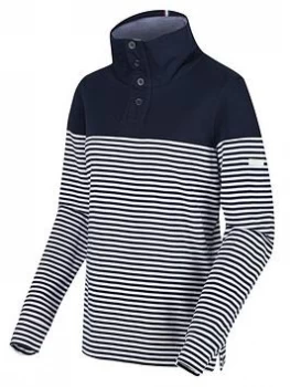 Regatta Camiola Quarter Button Fleece - Navy Stripe, Navy Stripe, Size 16, Women