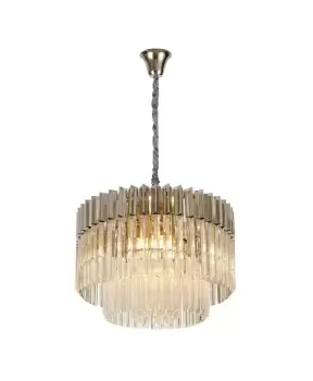 Pendant Round 8 Light E14, Polished Nickel, Clear Glass Item Weight: 17.3kg