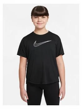 Nike Girls Dri-Fit One Short Sleeve T-Shirt - Black/White, Size S+, Women