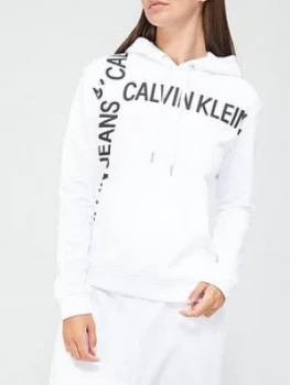 Calvin Klein Jeans Grid Logo Boxy Hoodie - White